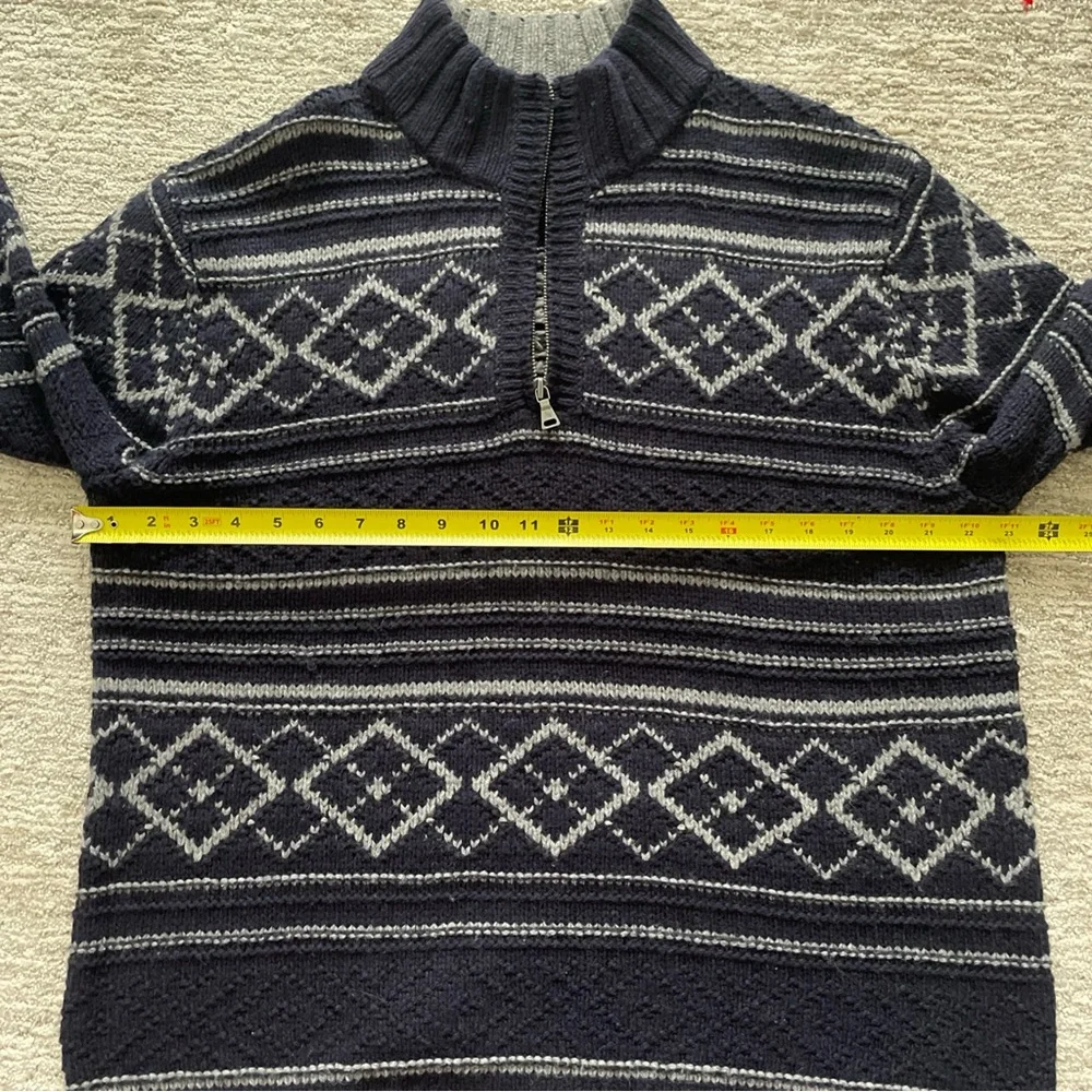 ST JOHNS BAY Sweater Men’s L 1/4 Zip Chunky Knit Geometric Acrylic Wool Cotton